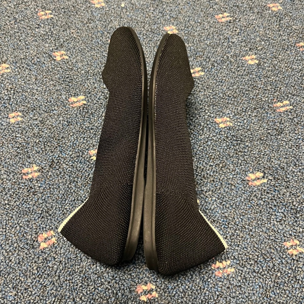 Rothys The Flat Black Solid Rounded Toe Knit Ball… - image 5